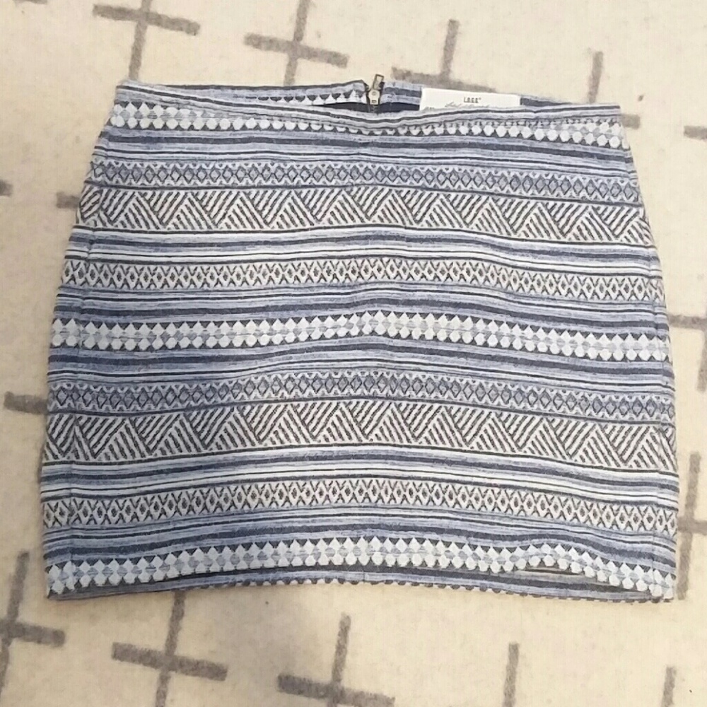 Blue Patterned Mini Skirt